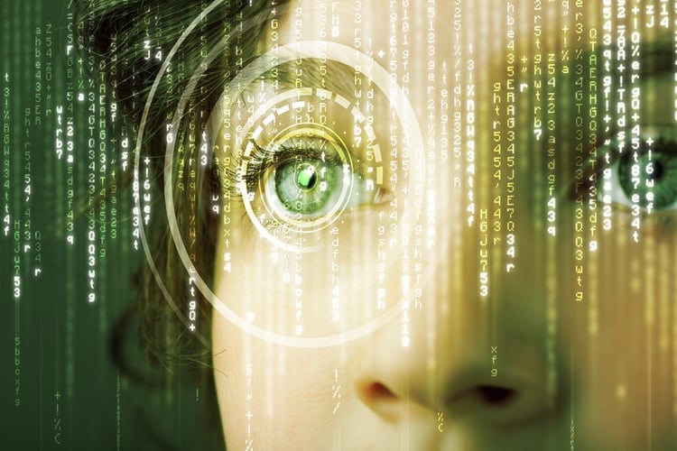 Modern cyber woman with matrix eye concept-1