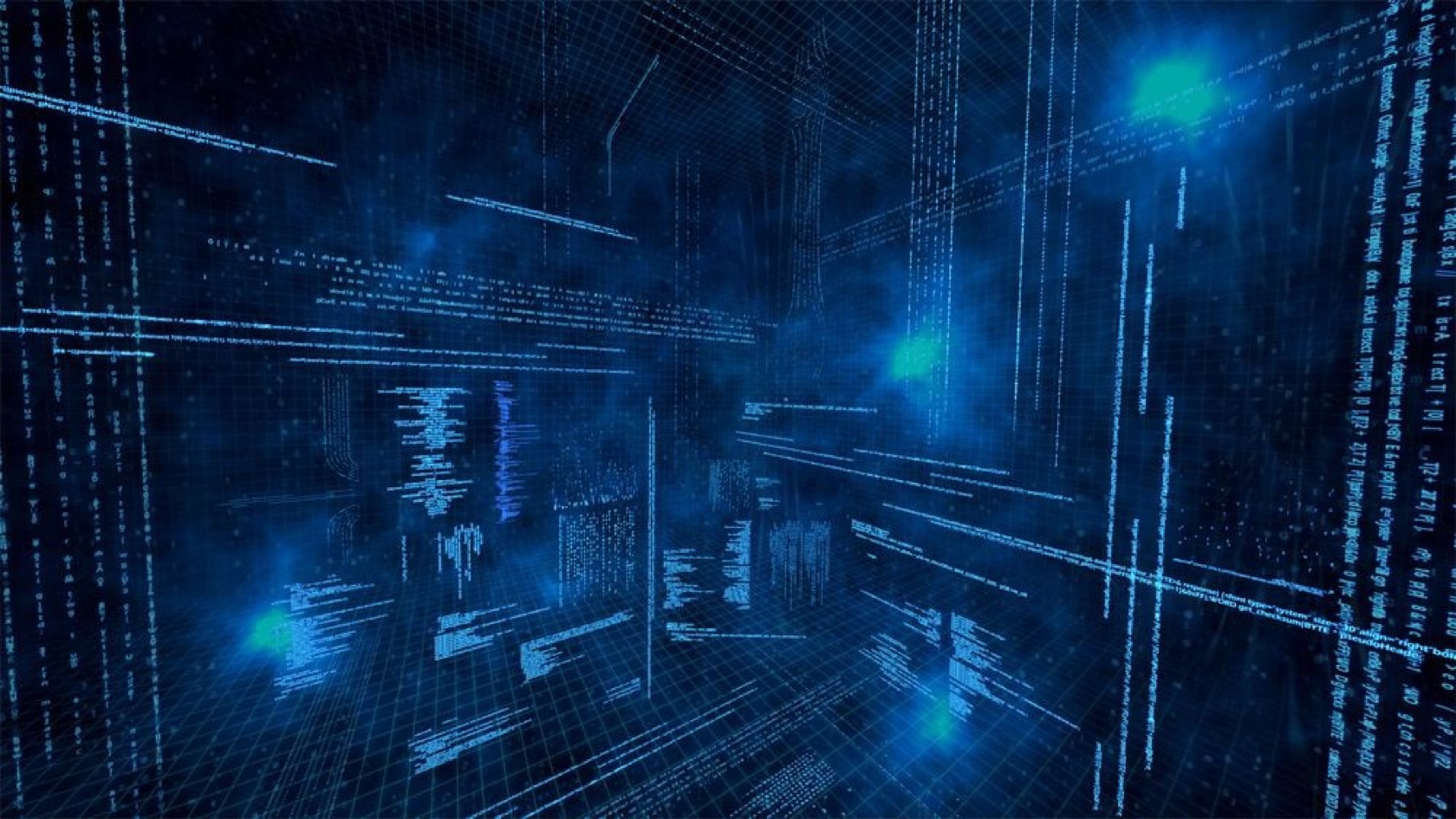 Blue digital code and connected data streams, illustrating the systems and information protected by the Australian ISM.